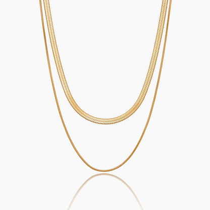 Double Snake Chain Layered Necklace