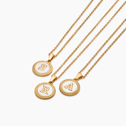Mother Of Pearl Initial Pendant Necklace