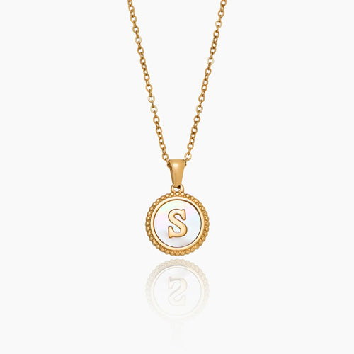 Mother Of Pearl Initial Pendant Necklace