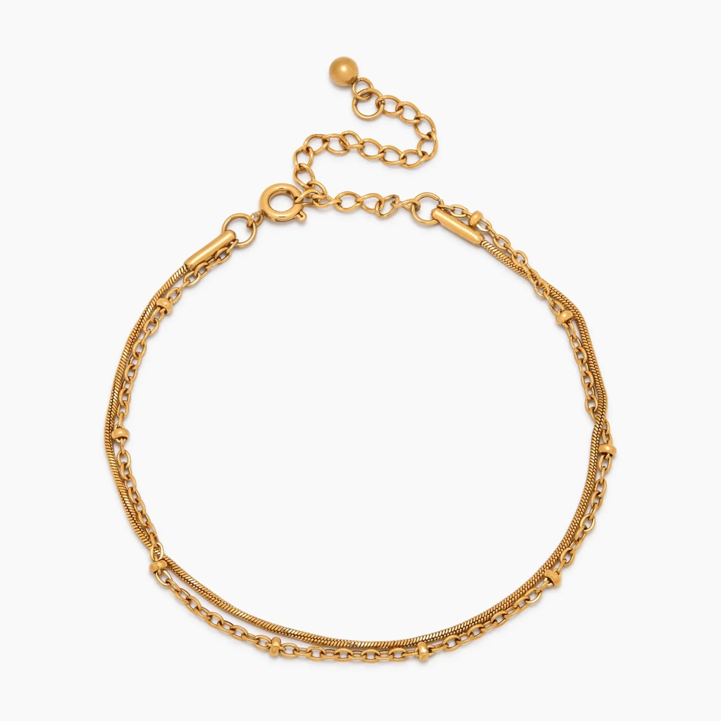Beaded & Snake Chain Layered Bracelet