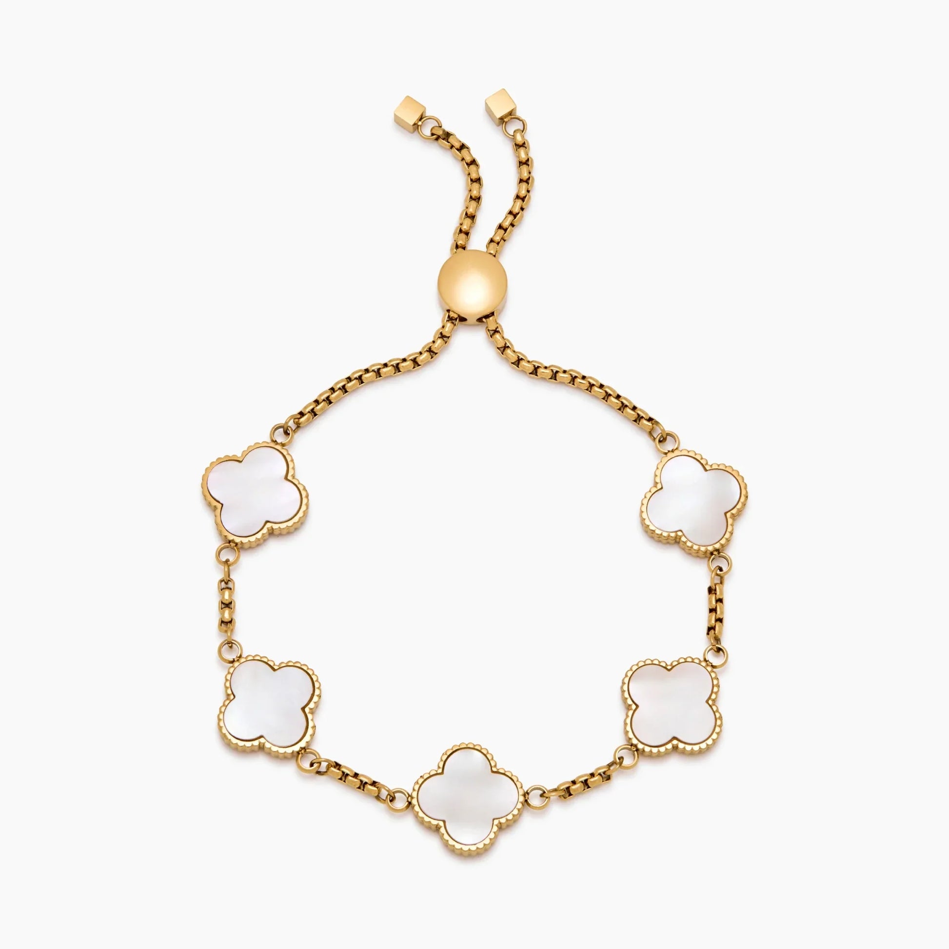 Mother of pearl clover bracelet gold — Olivia Jewelry