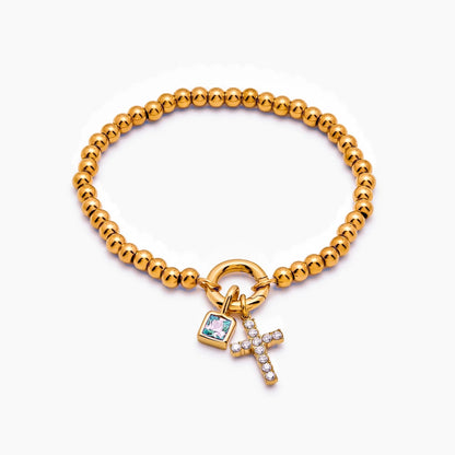 beaded-cross-birthstone-bracelet — Gold / Sep-Sapphire