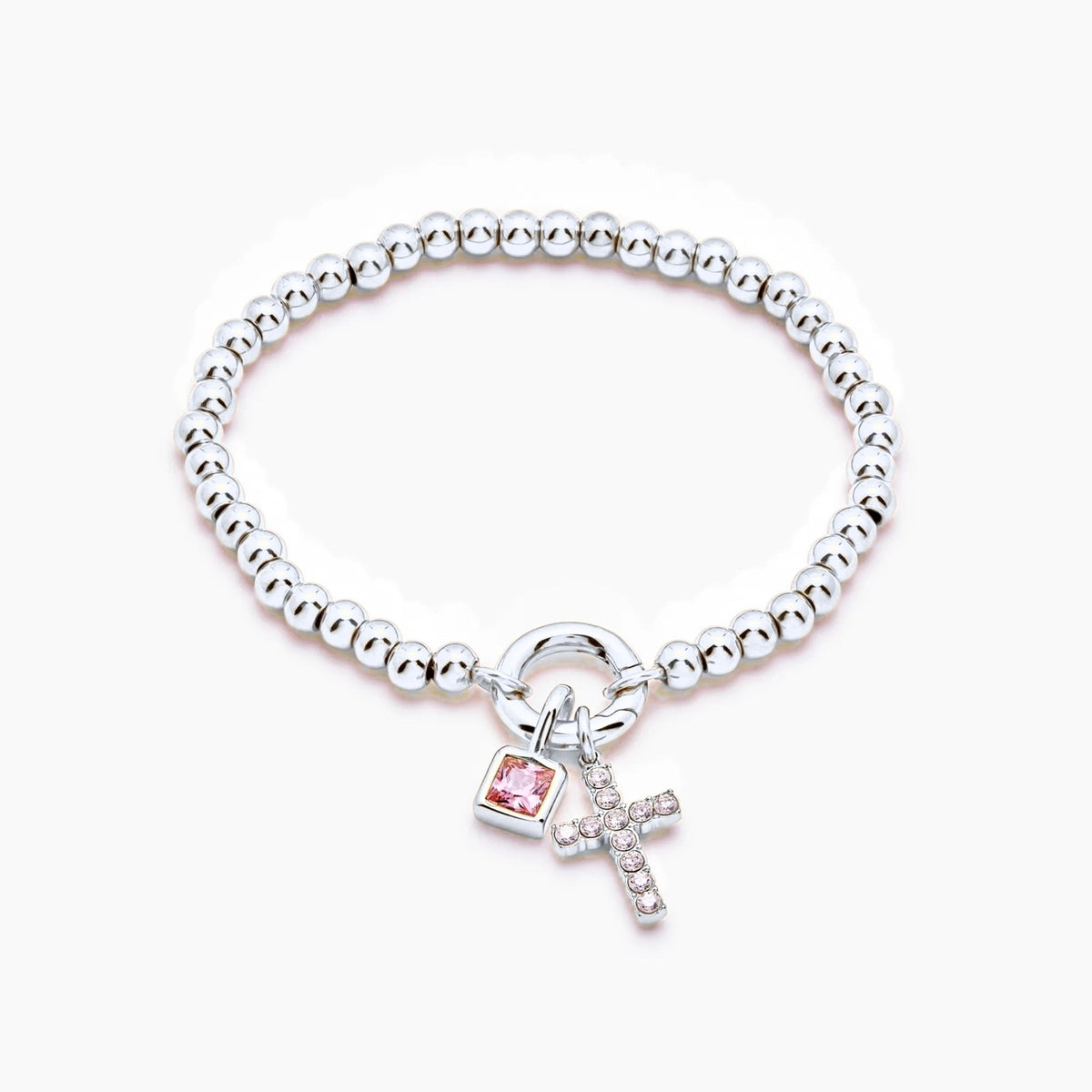 beaded-cross-birthstone-bracelet — Silver / Nov-Citrine