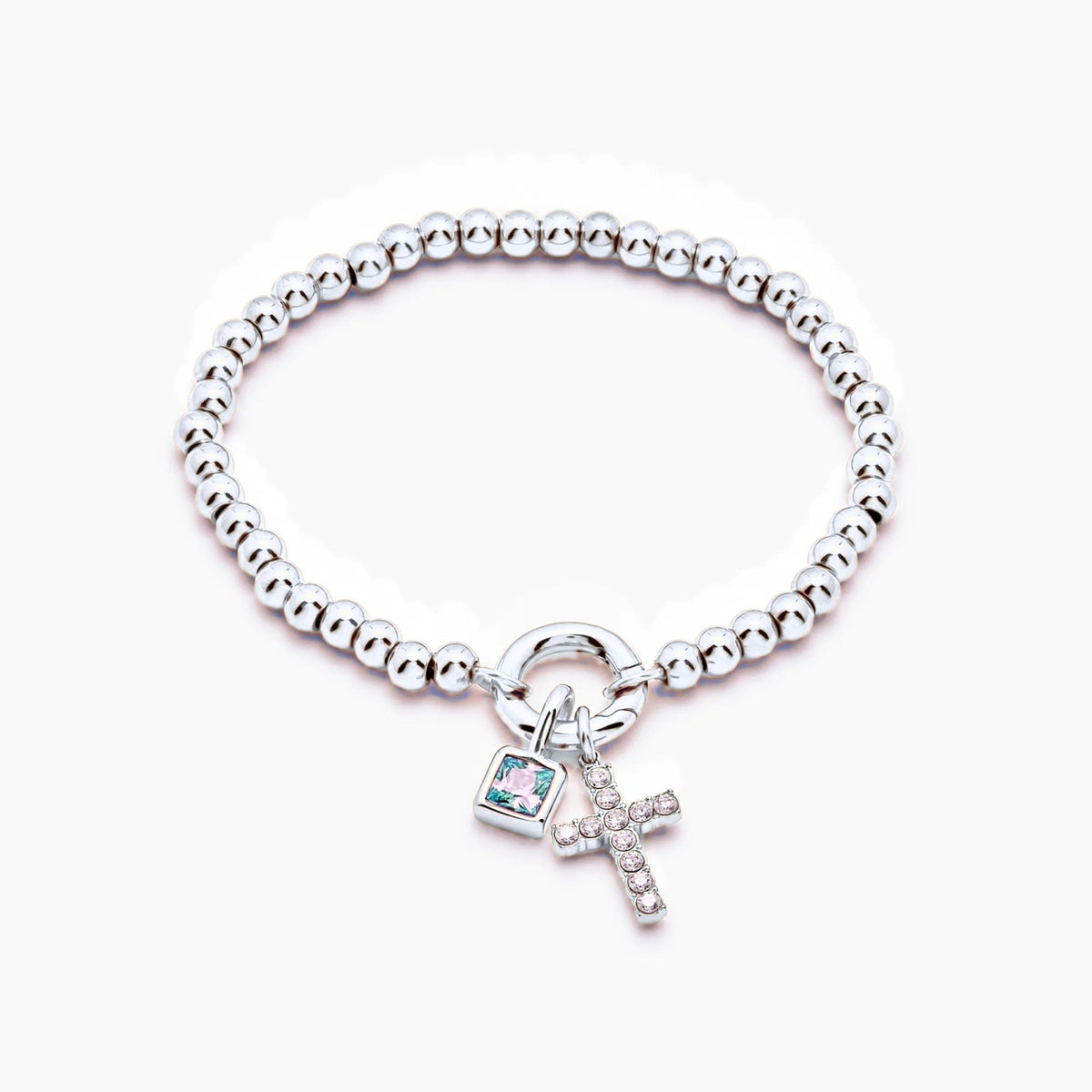 beaded-cross-birthstone-bracelet — Silver / Sep-Sapphire
