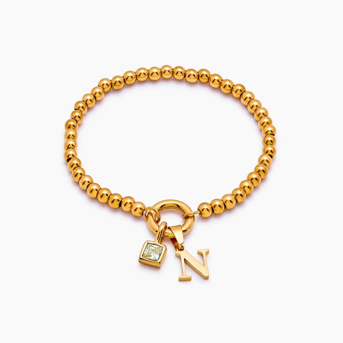 beaded-initial-birthstone-bracelet — Gold / Nov-Citrine