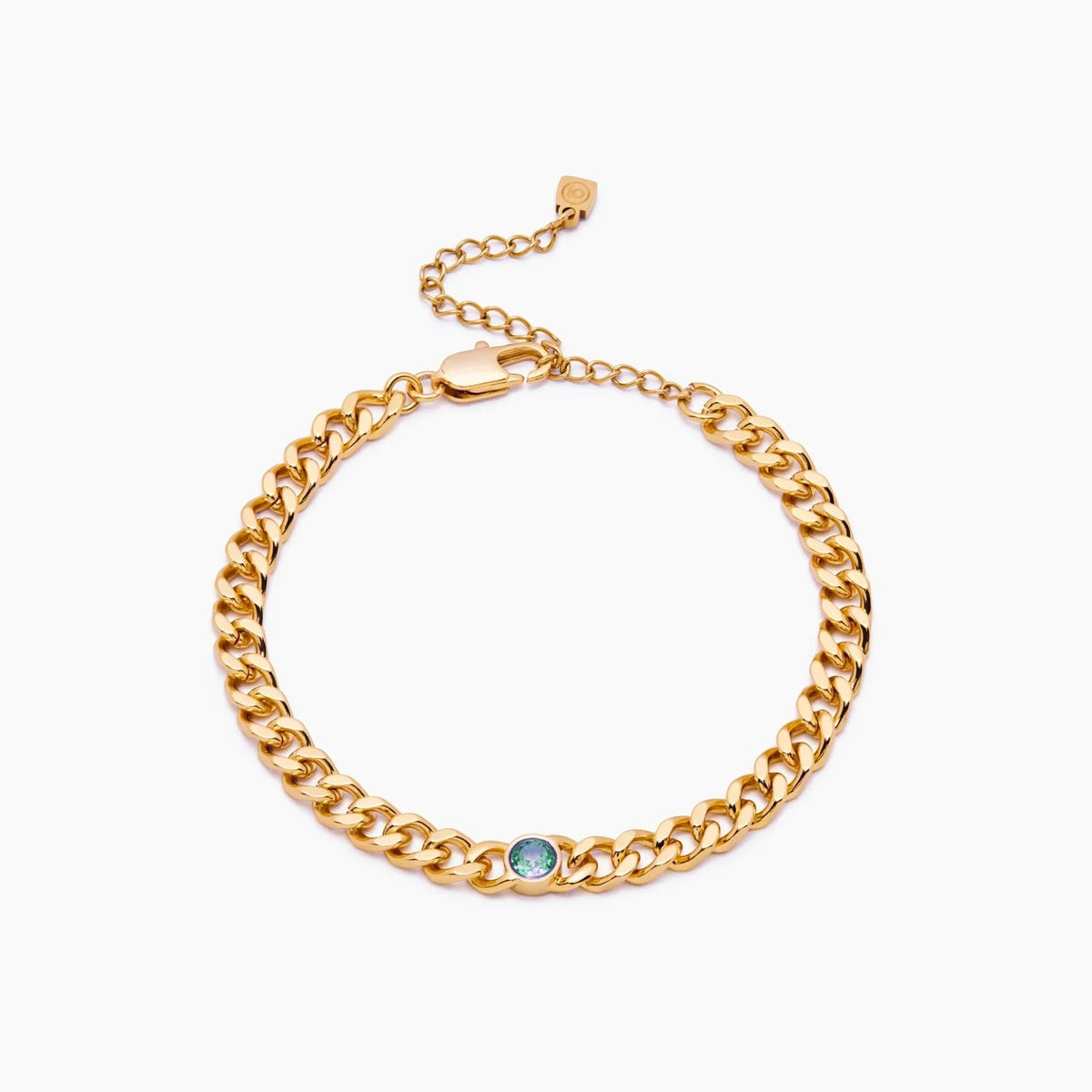 curb-chain-birthstone-bracelet — Gold / May-Emerald