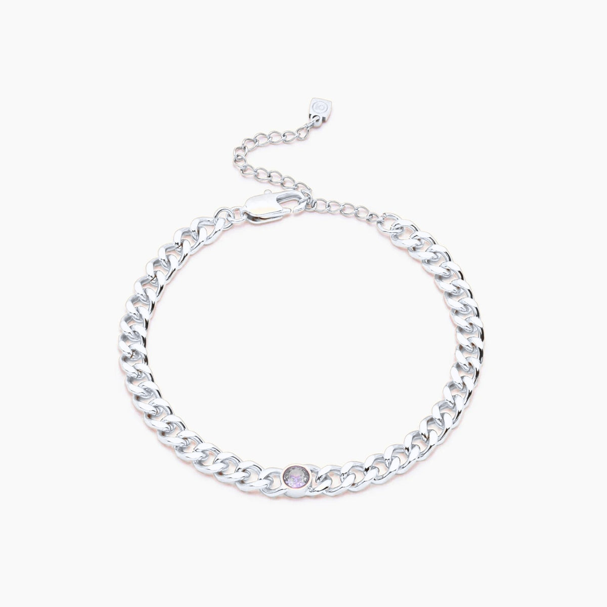 curb-chain-birthstone-bracelet — Silver / Apr-Diamond