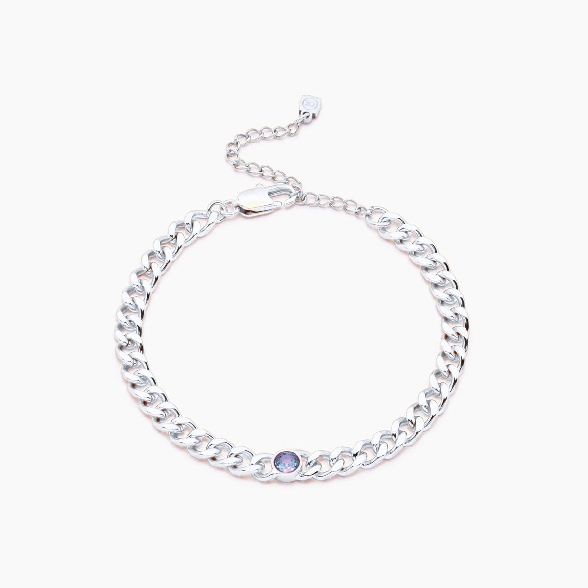 curb-chain-birthstone-bracelet — Silver / Dec-Blue Topaz