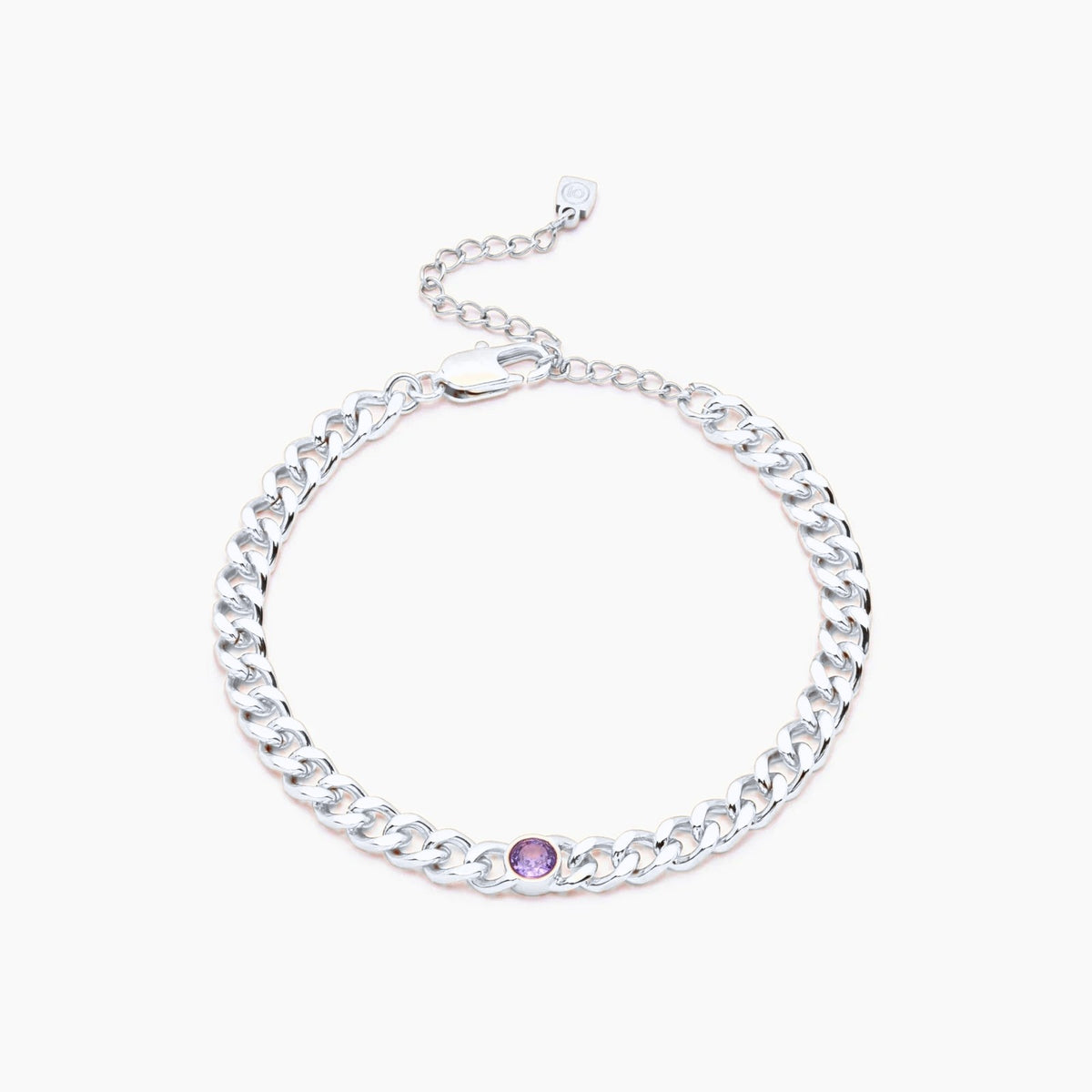 curb-chain-birthstone-bracelet — Silver / Jun-Alexandrite