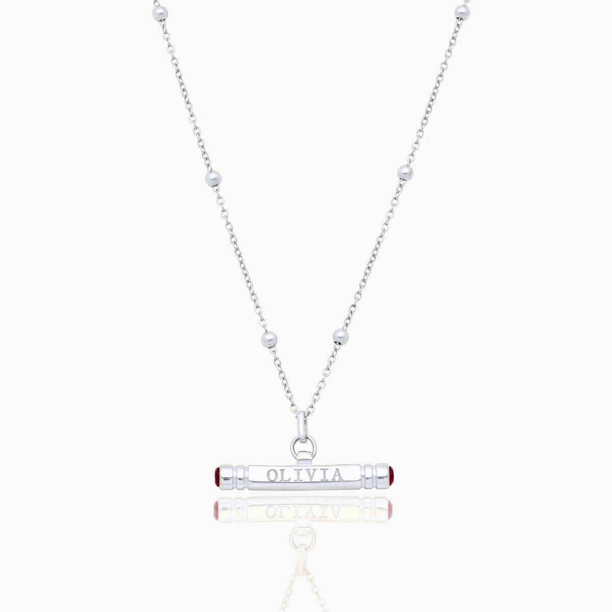 custom-name-birthstone-t-bar-necklace — Silver / Jan-Garnet