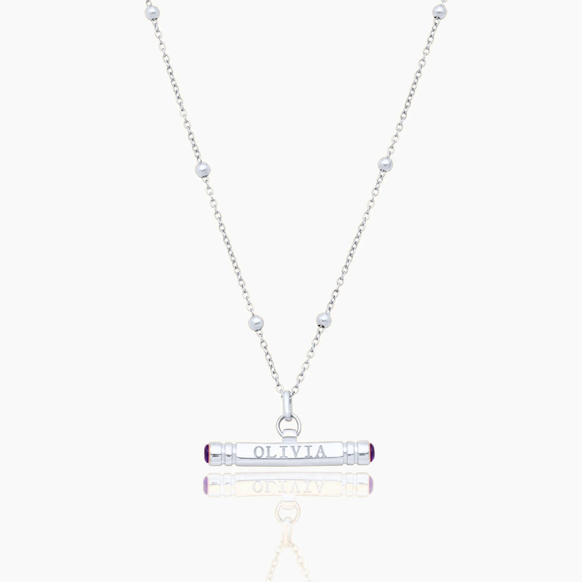 custom-name-birthstone-t-bar-necklace — Silver / Jun-Alexandrite