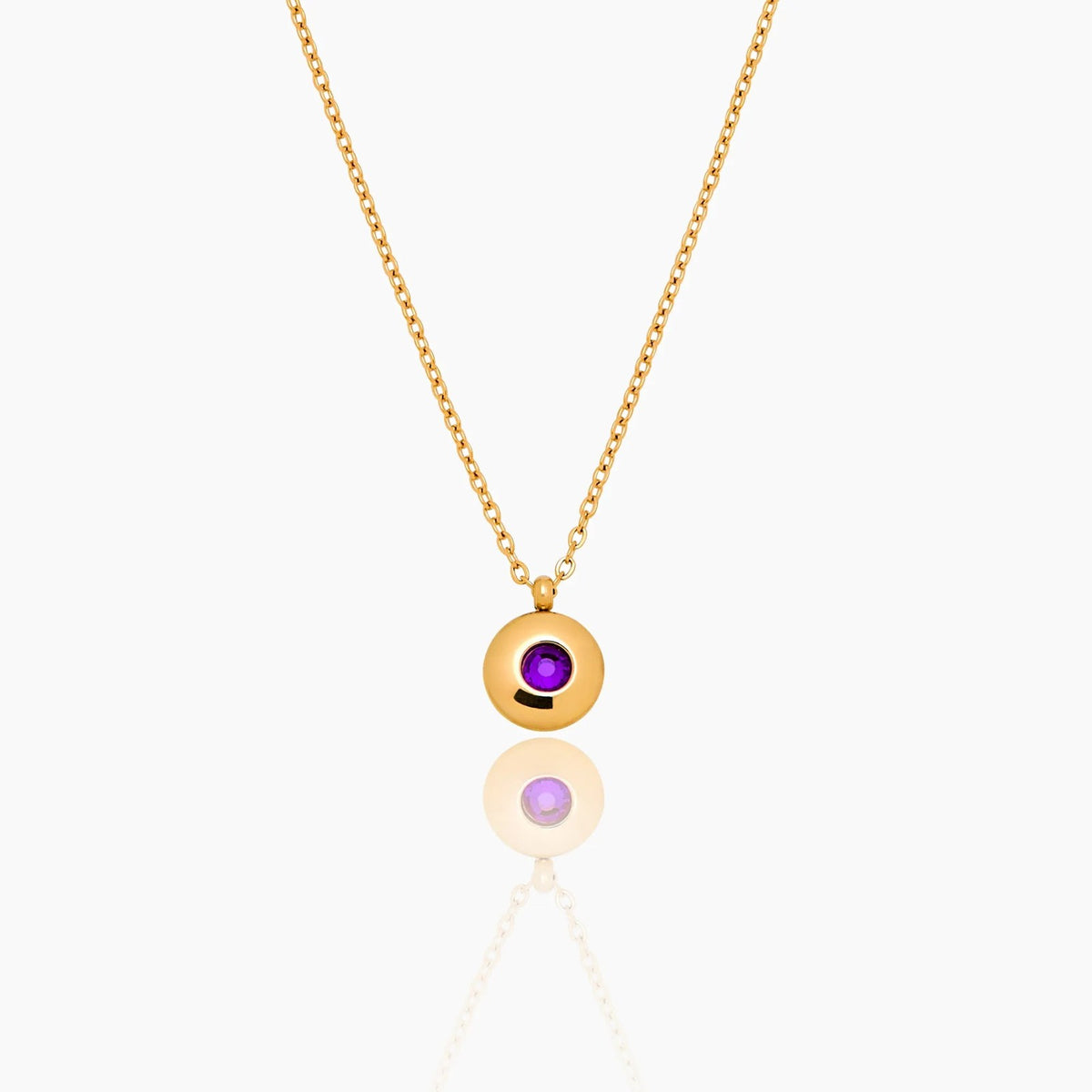 mini-birthstone-pendant-necklace — Gold / Feb-Amethyst