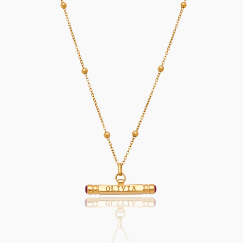 Custom Name & Birthstone T-Bar Necklace