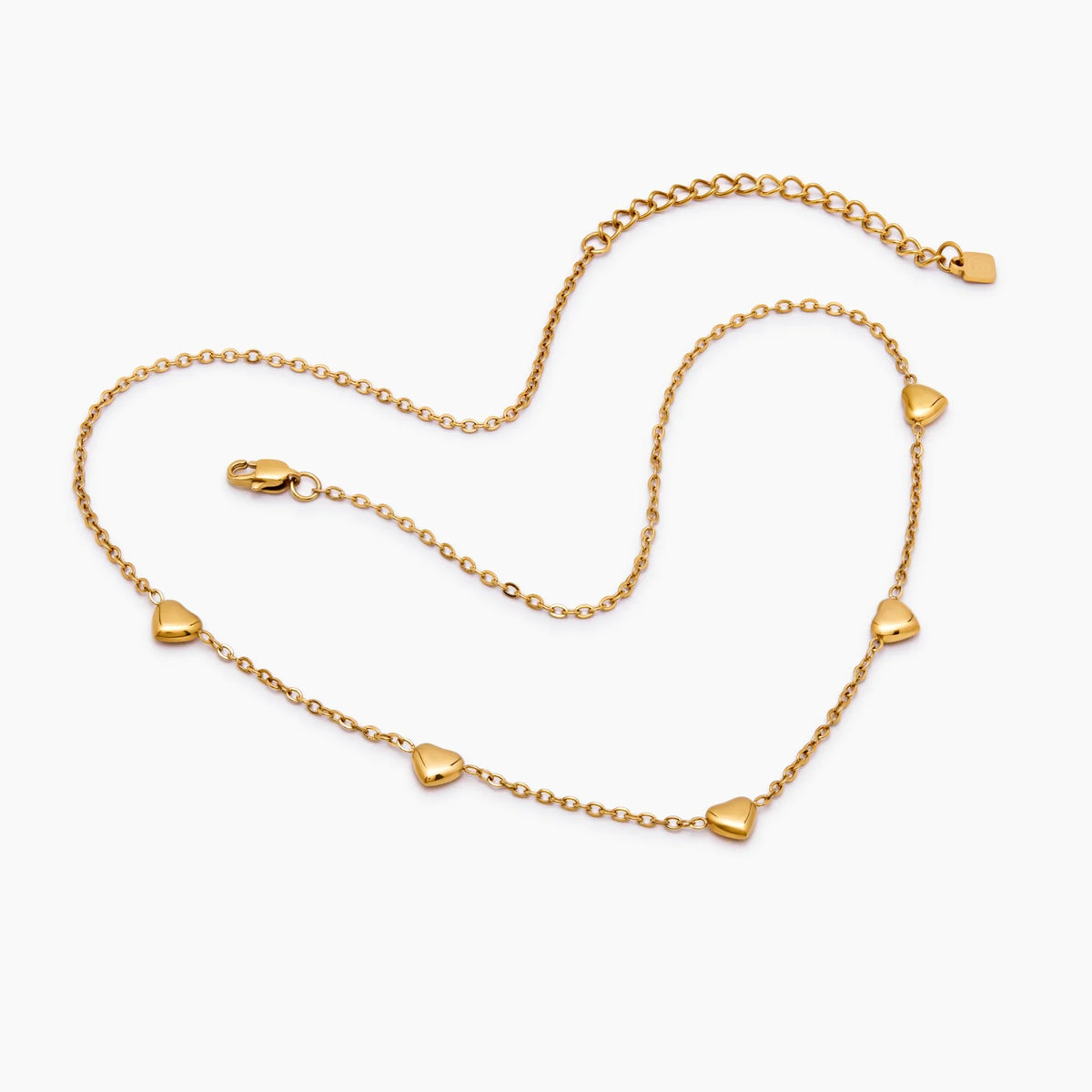 Puffed Heart Station Necklace