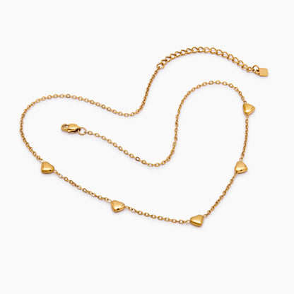 Puffed Heart Station Necklace